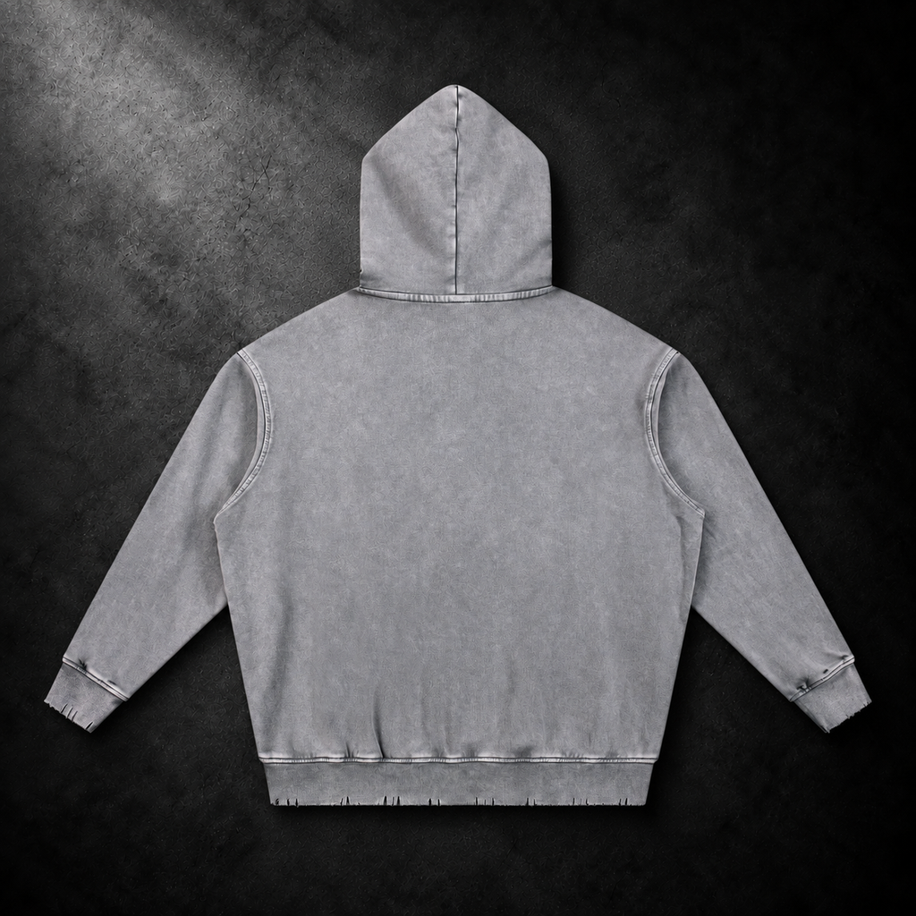 Snow Wash Hand-Frayed Heavyweight  Hoodie