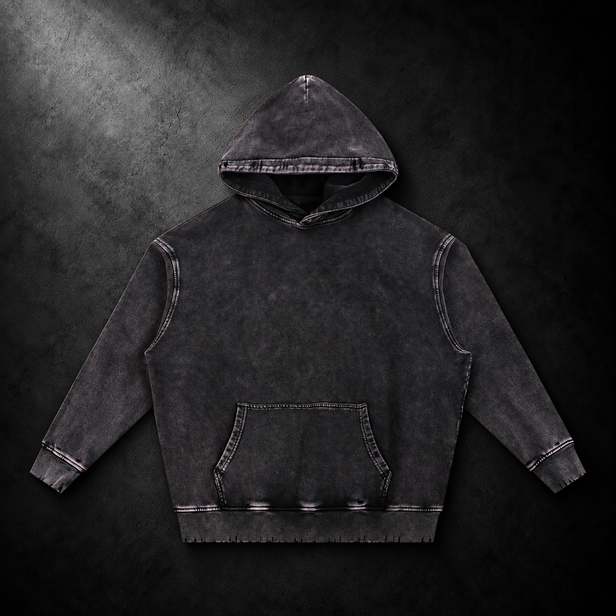 Snow Wash Hand-Frayed Heavyweight  Hoodie
