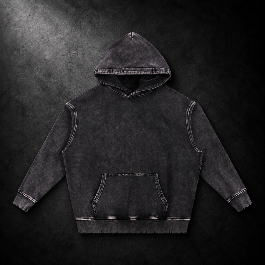 Snow Wash Hand-Frayed Heavyweight  Hoodie