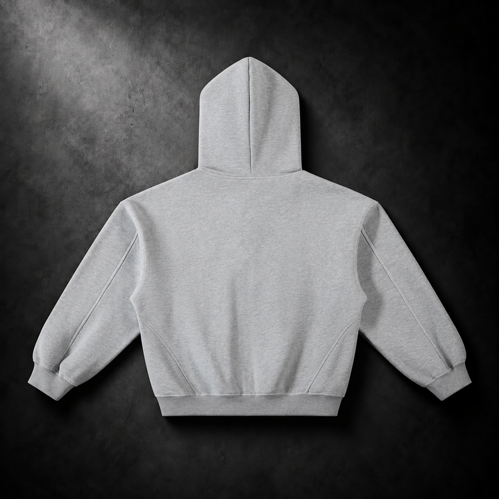 Contrast-Stitched Boxy Fleece Hoodie