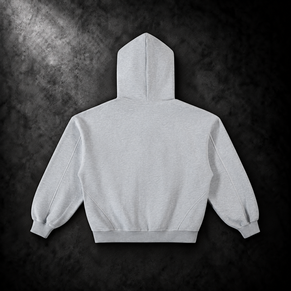 Contrast-Stitched Boxy Fleece Zip Hoodie