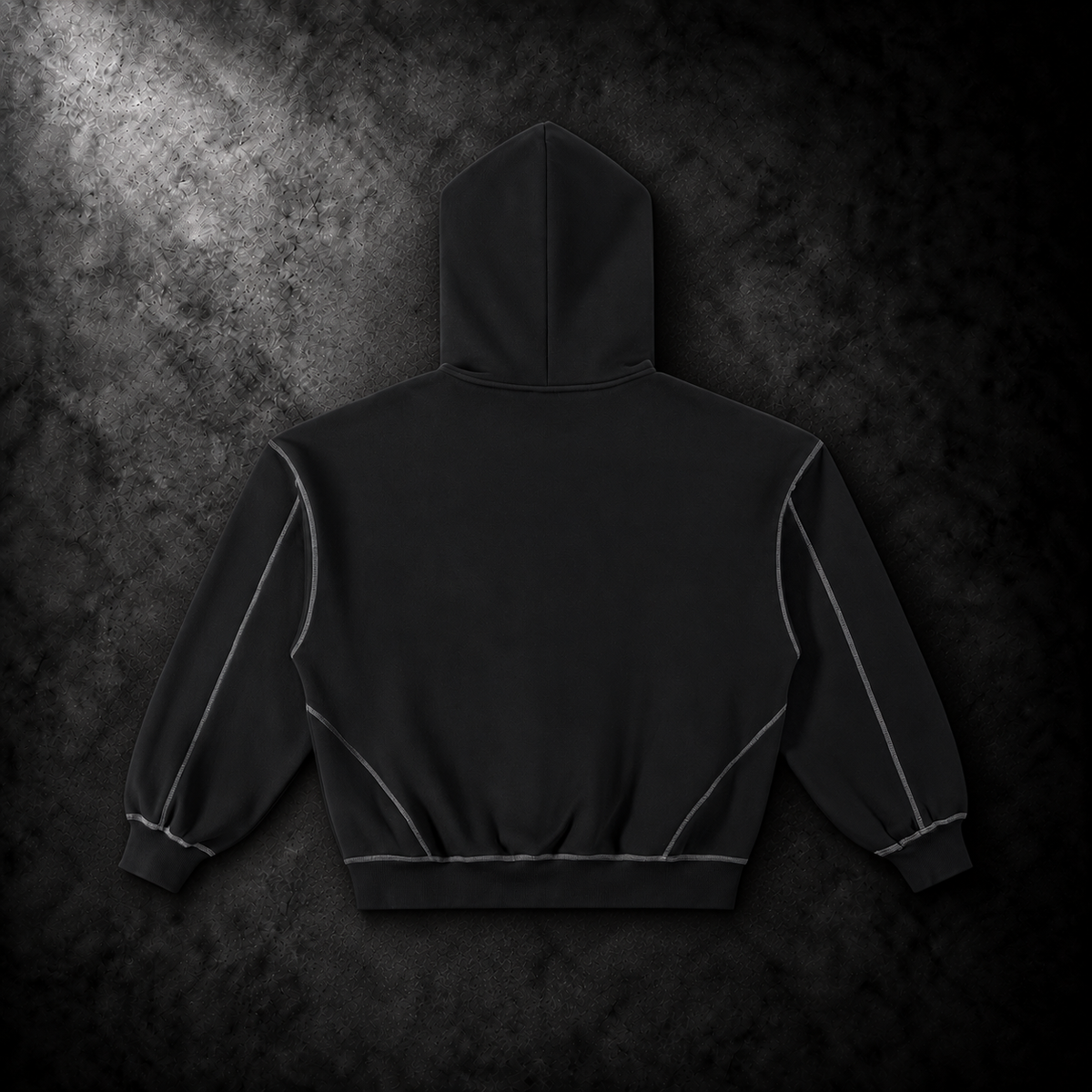 Contrast-Stitched Boxy Fleece Zip Hoodie