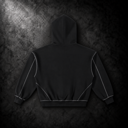 Contrast-Stitched Boxy Fleece Zip Hoodie